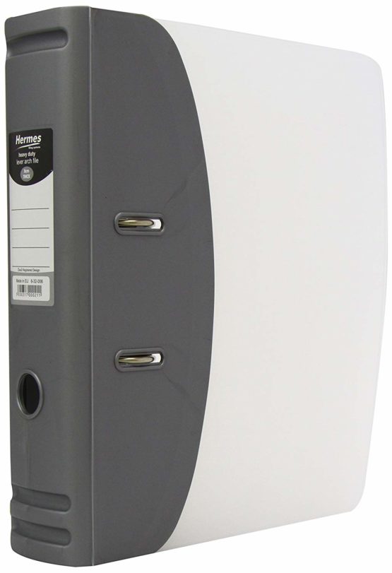 Hermes 832006 A4 8 cm Lever Arch File Heavy Duty Capacity Metallic - Silver - Image 2