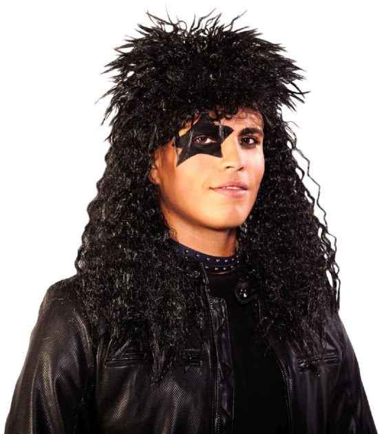Folat 26771 Metal and Glam Rock Wig, Black, One Size - Image 2