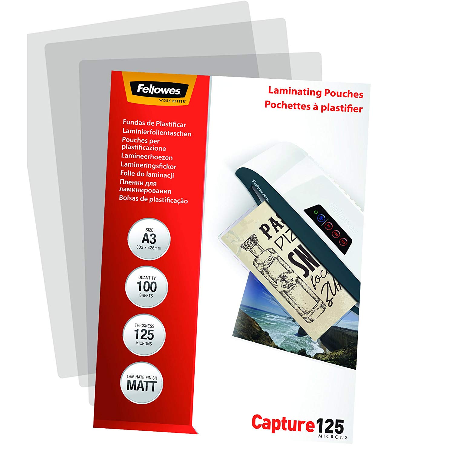 Fellowes ImageLast Enhance80 A4 Laminating Pouches - 80 Microns, Transparent, Matte - Pack of 100 Matte A3 / 125 Mikron - Image 3