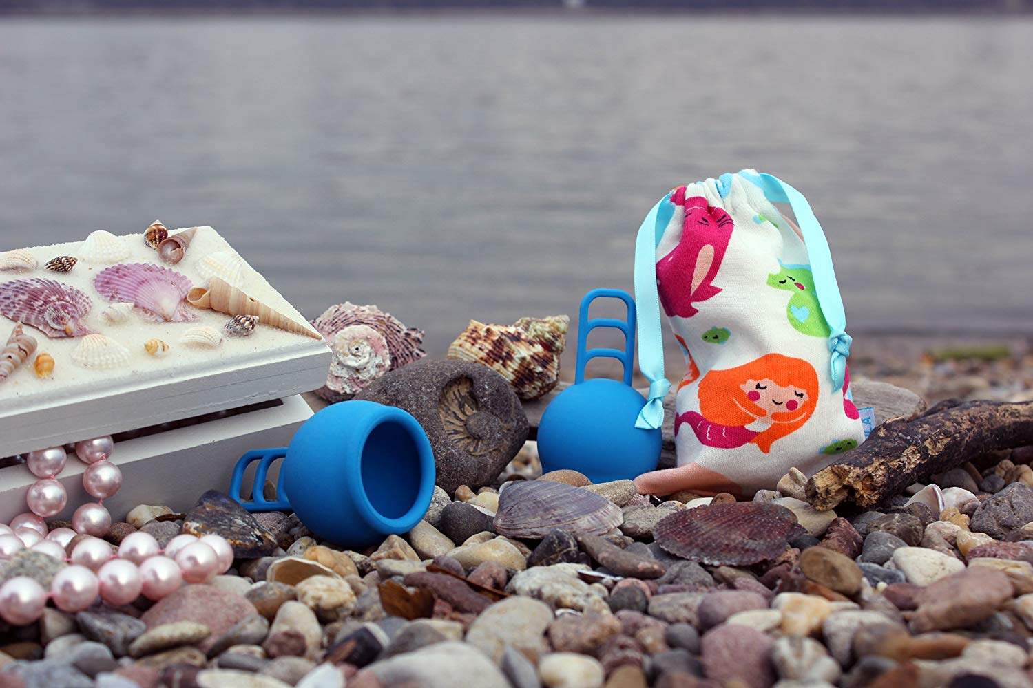 Merula Menstrual Cup Mermaid (Blue) "one Size" - Made of Medical-Grade Silicone - Image 4