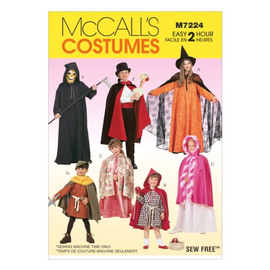 McCall's Patterns 7224 Kids,Children's/Boys/Girls Costumes,Sizes 2-4-5-6-7-8-10-12, cotton, One Envelope