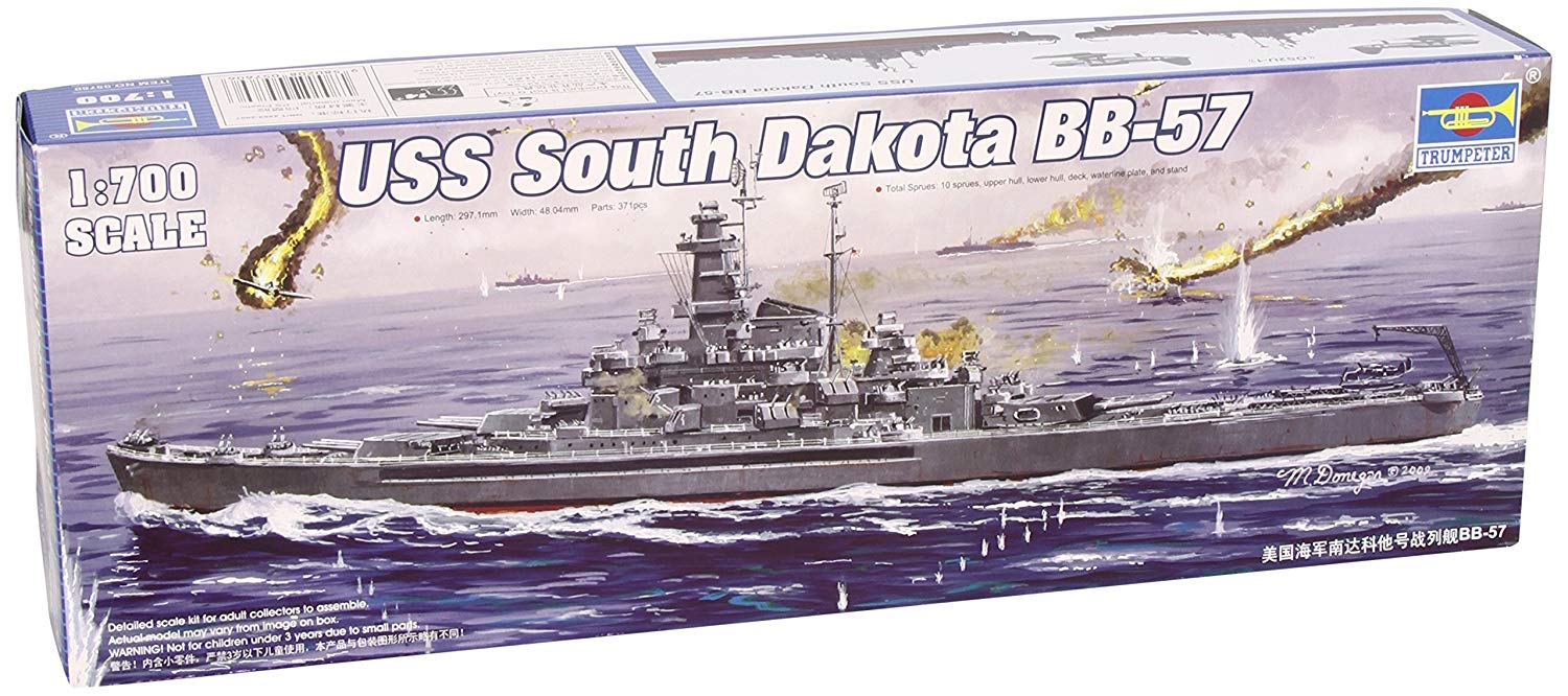 Trumpeter 1:700 - USS South Dakota Battleship BB-57, Various, 1/700