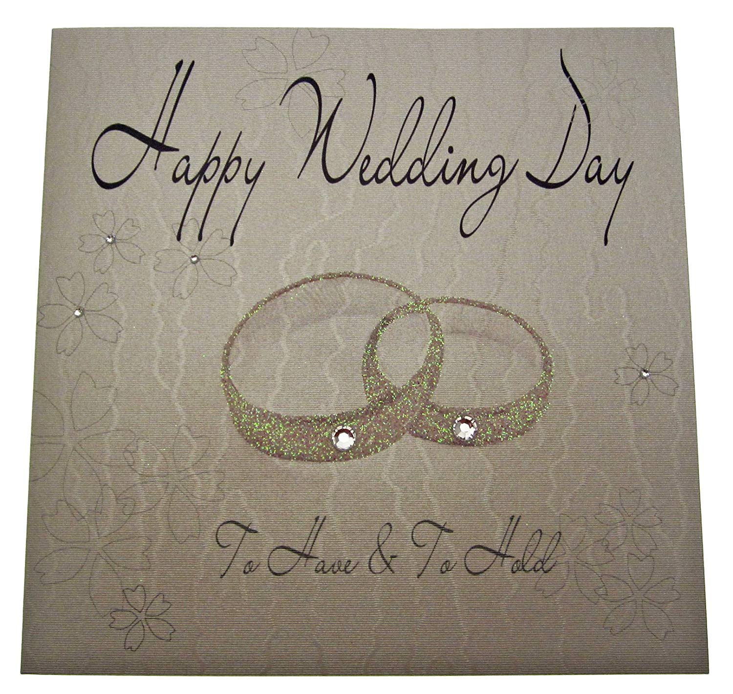 WHITE COTTON CARDS Rings Happy Day Extra-Large Handmade Wedding Card, White, XLWB6,16cm x 16cm
