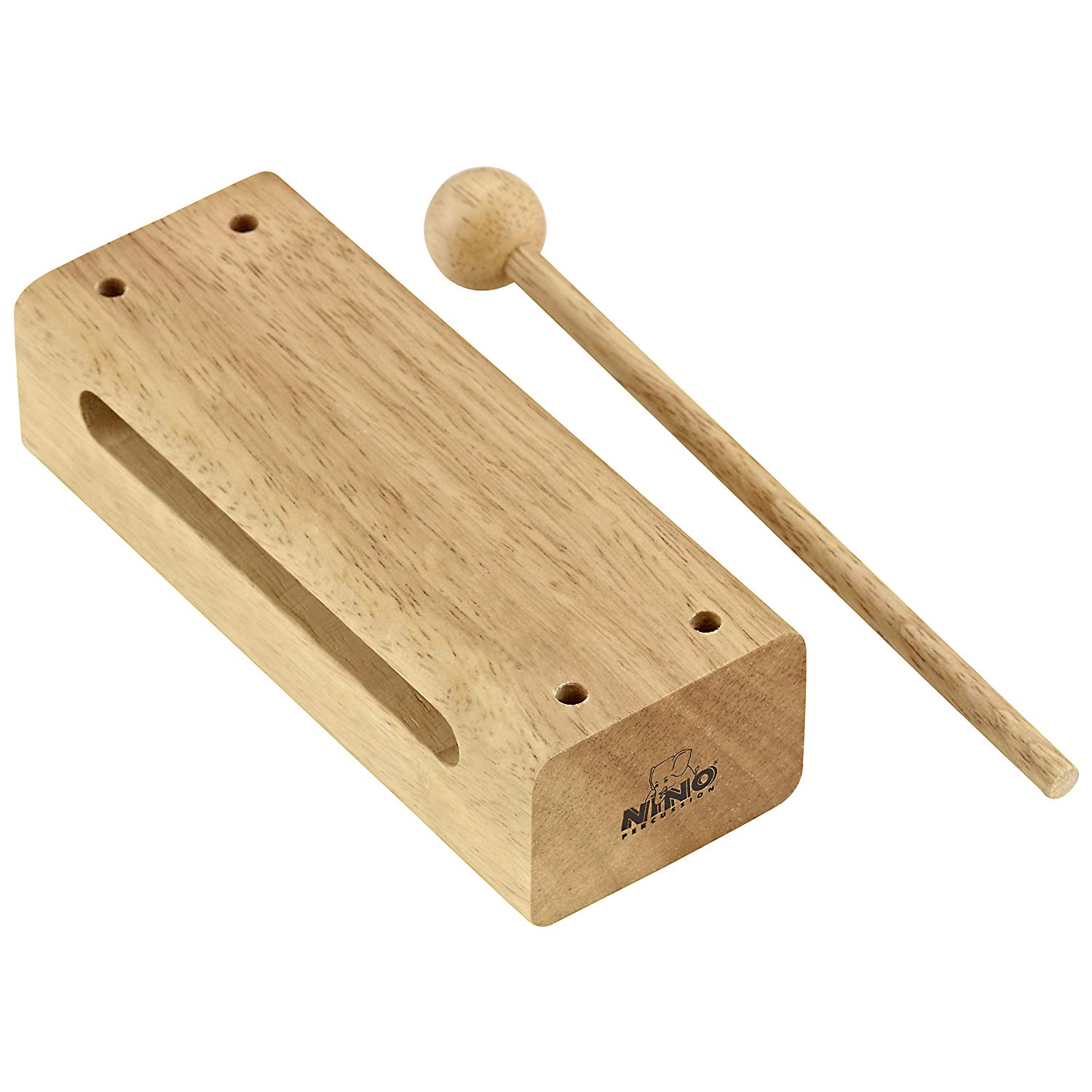 Nino Percussion Wood Block Instrument - Medium Musical Instrument for Children from 3 Years - Siam Oak, Natural (NINO21)