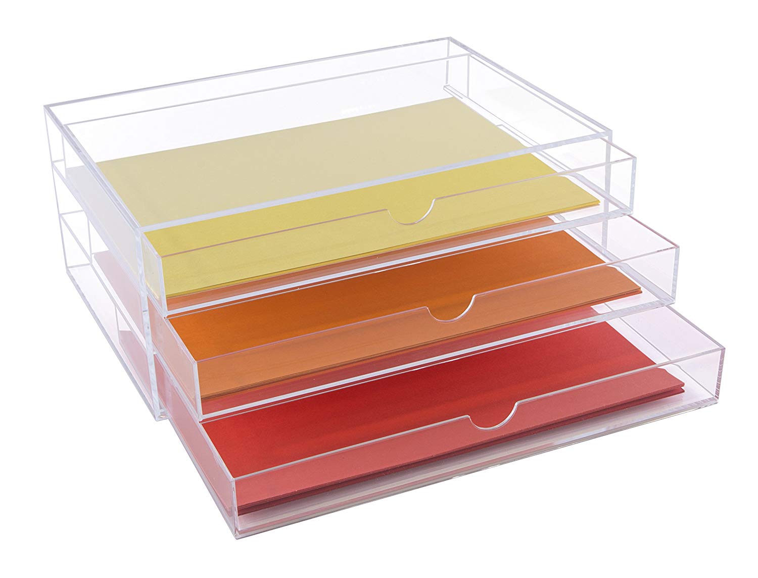 OSCO Landscape Clear Acrylic 3 Tier Paper Sorter, A4 Document Storage, Filing Drawers, Paperwork Organiser, Desk Tidy - Image 3