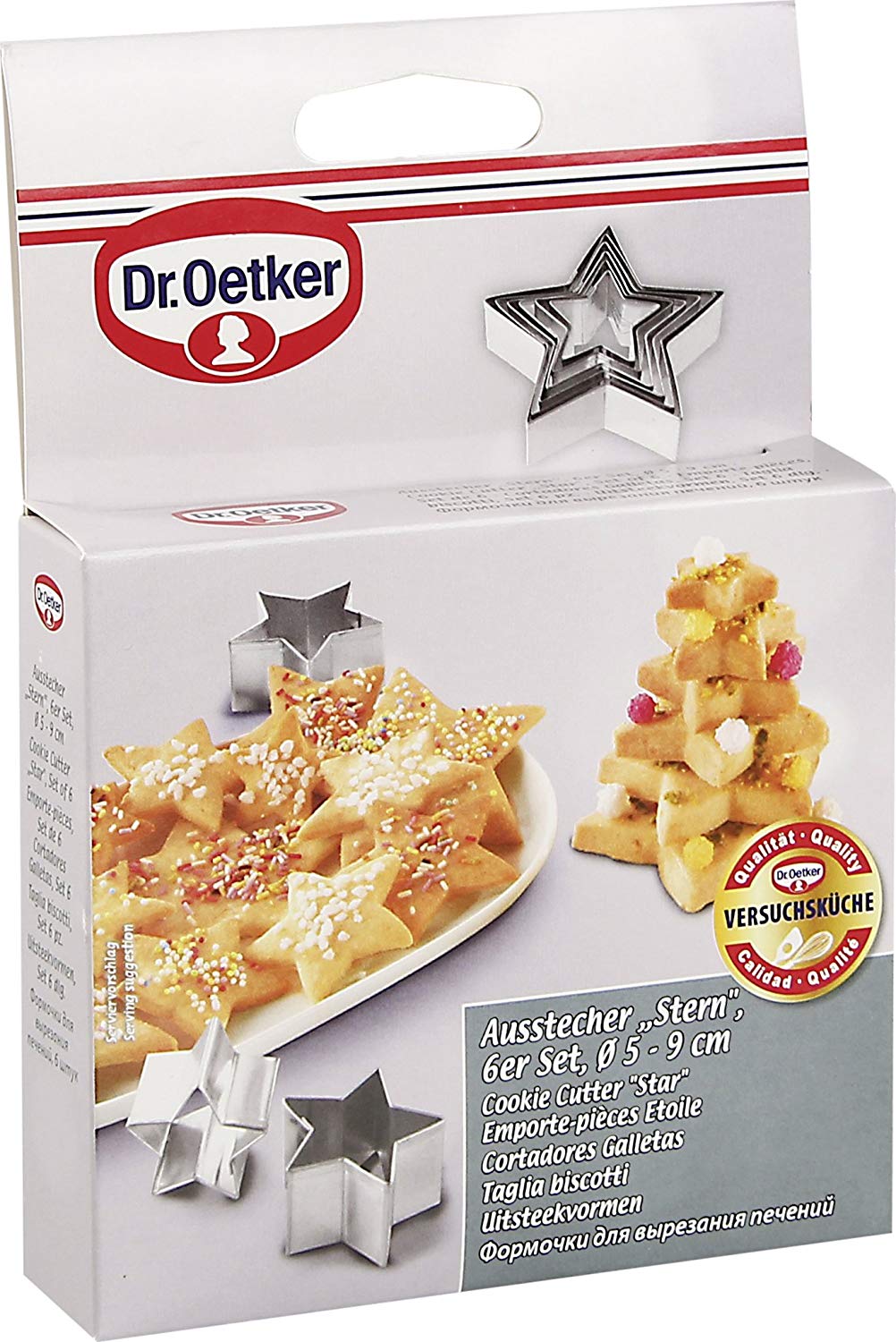 Dr.Oetker Cookie Cutter Christmas star set of 6 5-9x2,5 cm in silver, Tinplate, 9 x 9 x 2.5 cm - Image 3