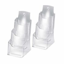 SIGEL LH133 Table-Top Literature Holder, for A6 & DL, with 3 compartments, acrylic, clear, 2 pcs.