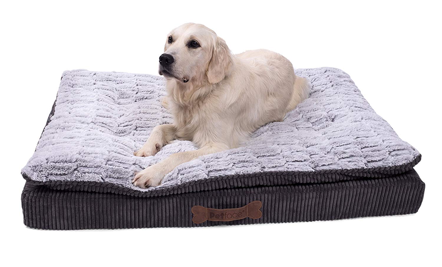 Petface Ultimate Luxury Memory Foam Dog Bed, Machine Washable, Large (Pack of 1), Dark Grey, 5 x 28 x 42 cm (L x W x H)