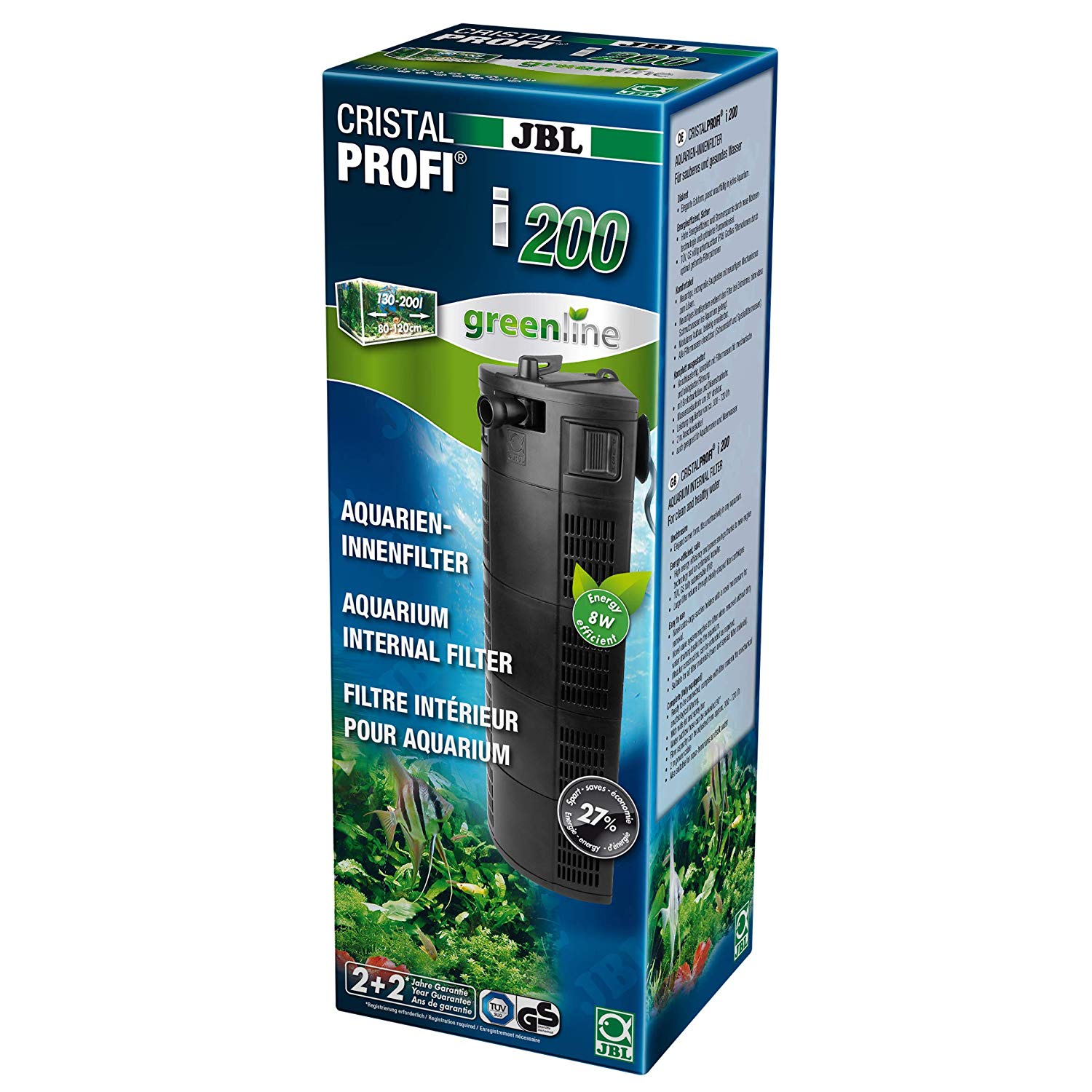 JBL CristalProf i200 greenline 6097400, energy-efficient internal filter for aquariums with 130-200 L, Sand