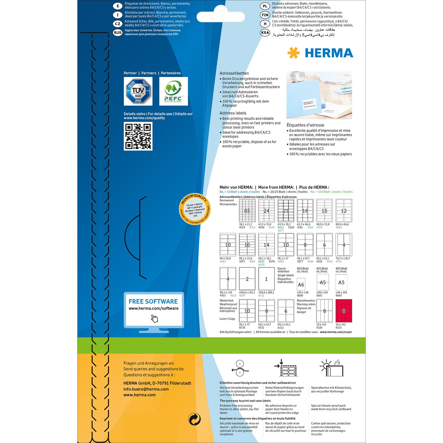 HERMA Self Adhesive Multipurpose Labels, 12 Labels per A4 Sheet, 100 Sheets, 88.9 x 46.6 mm, 1200 Labels - Image 4