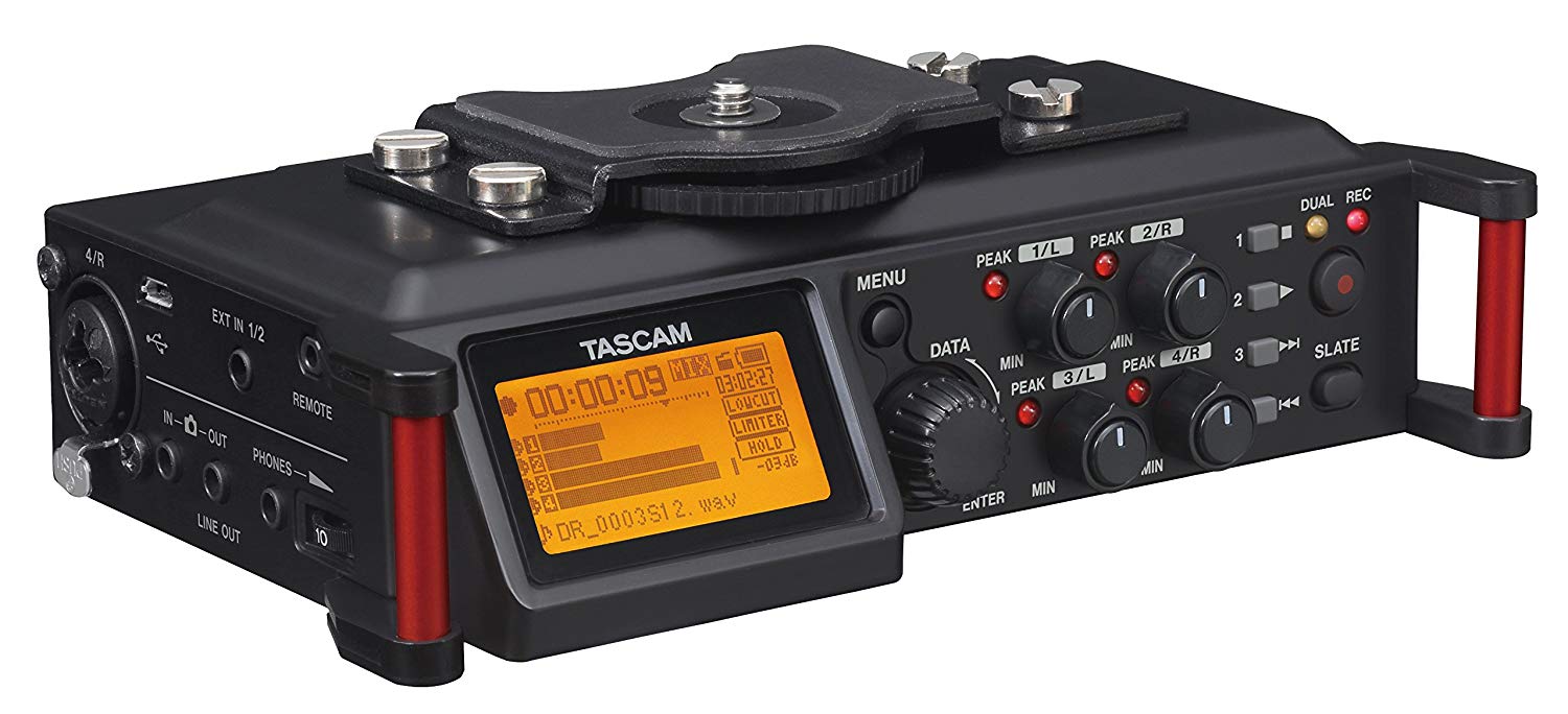 Tascam DR-70D - 4-channel audio recorder for DSLR cameras, Black