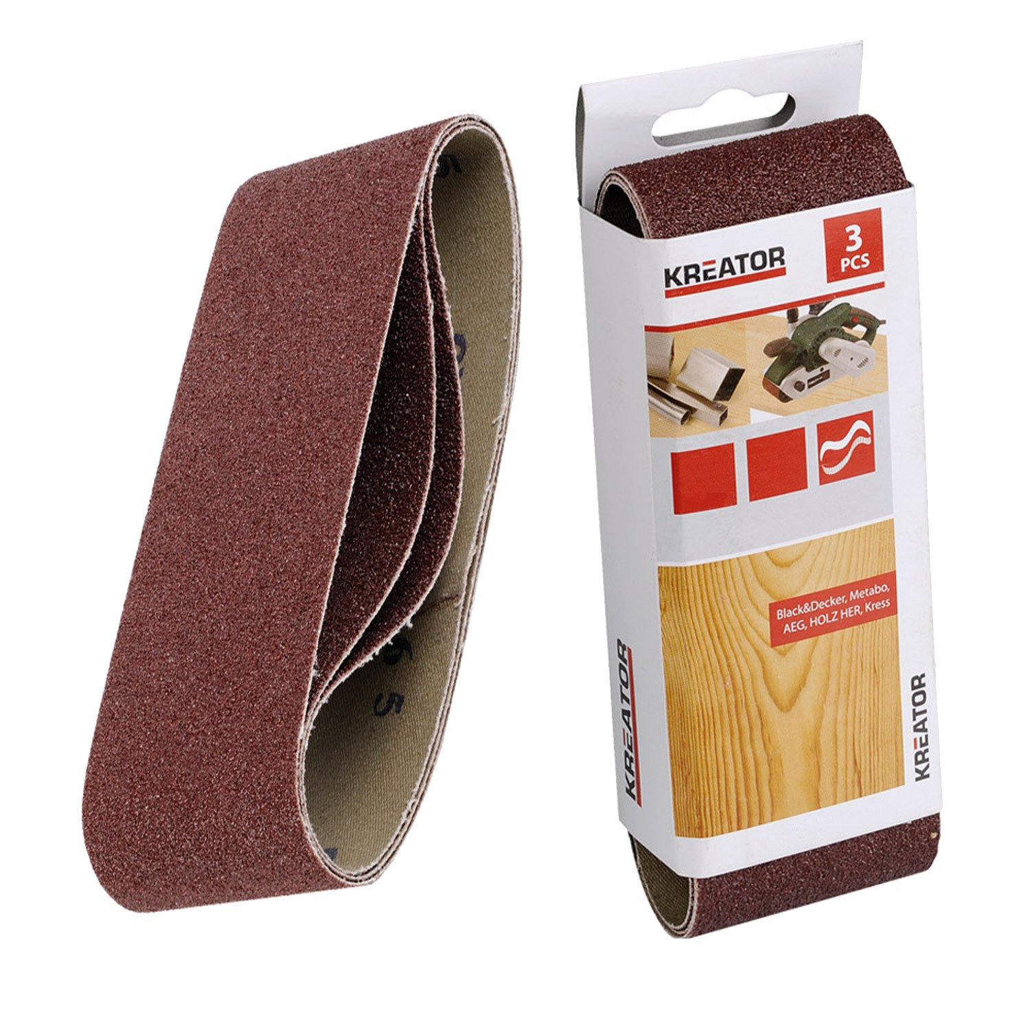 Kreator 03242504 Sanding Belt, Endless, 100 mm x 560 mm, Grain 60, Pack