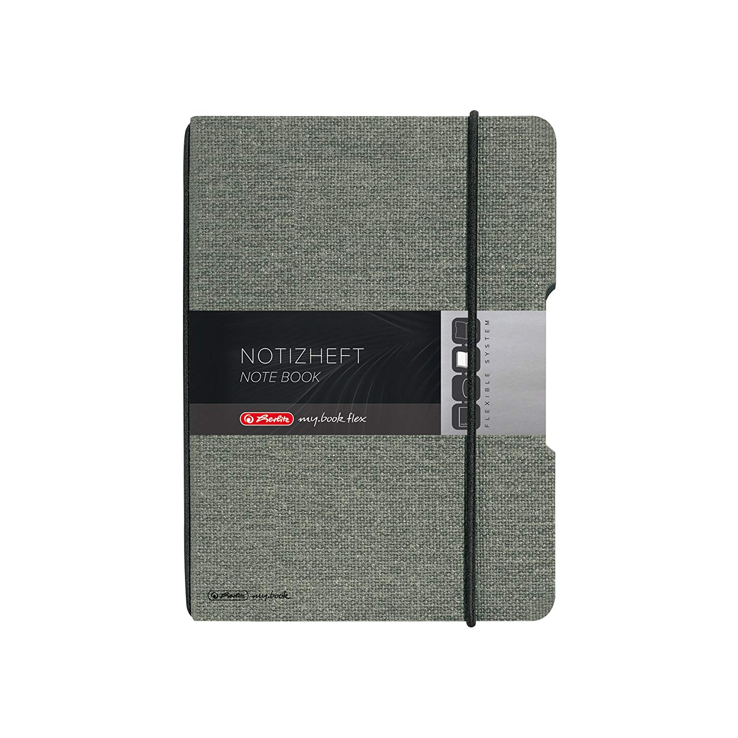Herlitz A5 My Book Flex Canvas Cover Notebook - Black, grey