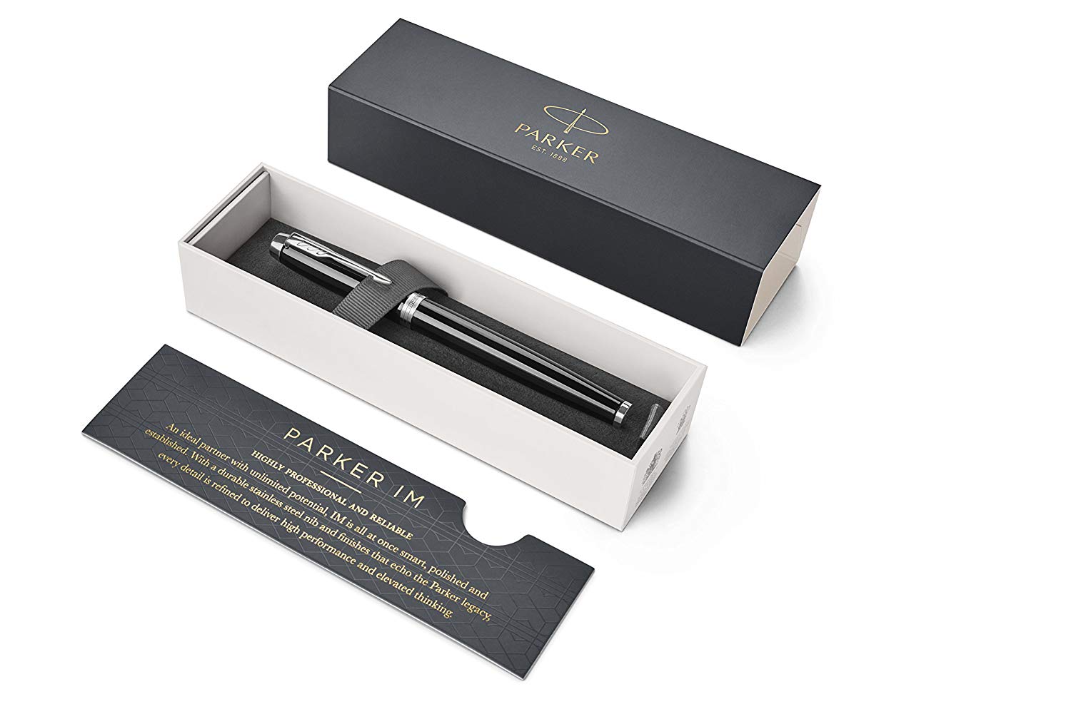 Parker IM Fountain Pen, Black Lacquer Chrome Trim - Image 2