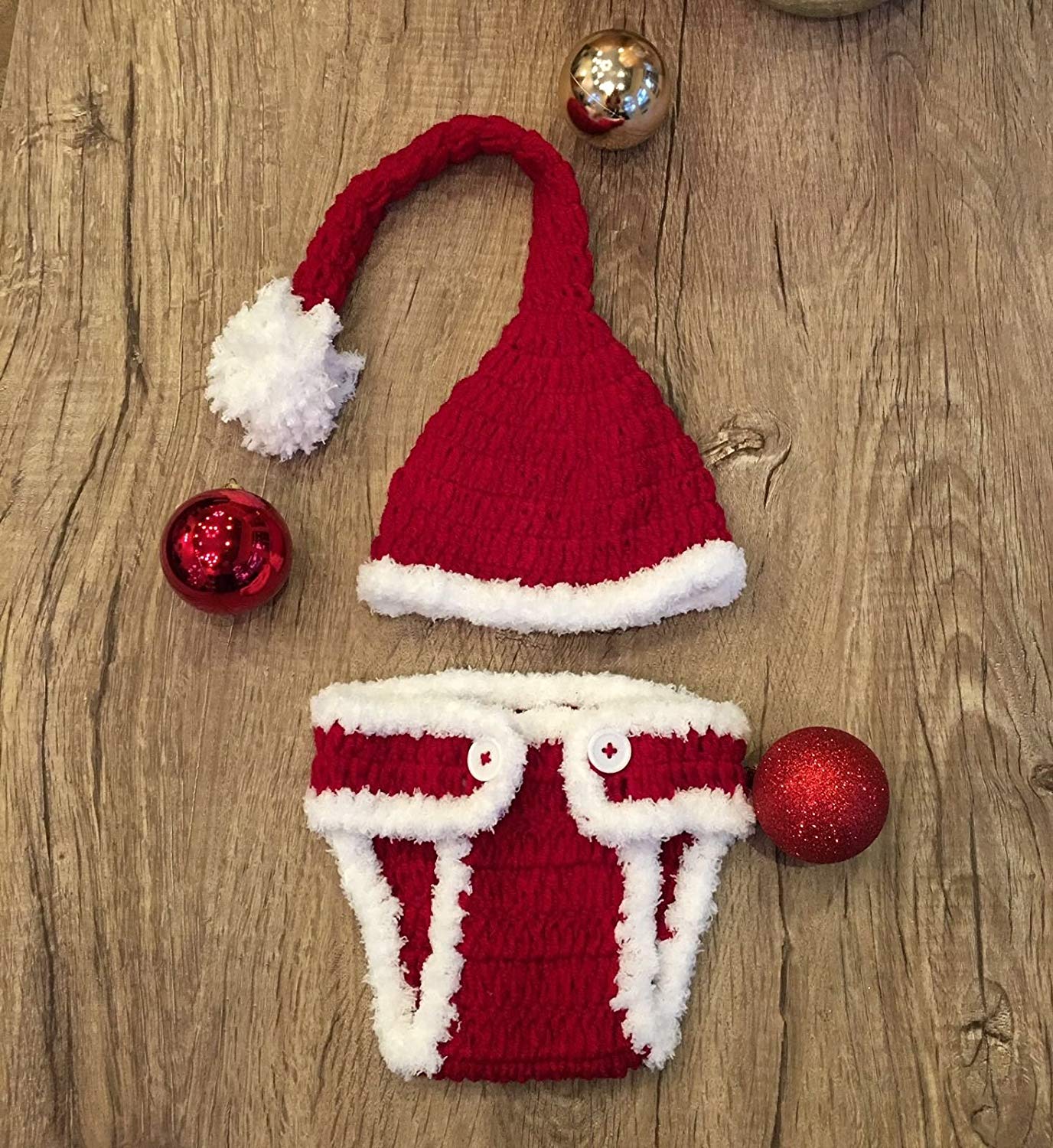 Santa, Newborn Baby Girl/Boy Crochet Knit Costume Photo Photography Prop Hats Outfits, Multi