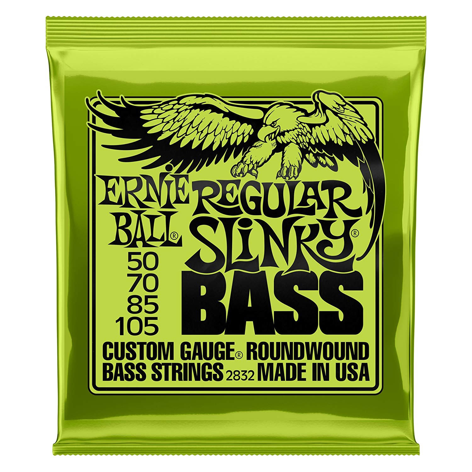 Ernie Ball Regular Slinky Nickel Wound Electric Bass Strings - 50-105 Gauge, Regular (50-105)
