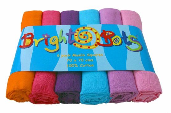 Bright Bots Girls Combo Muslin Squares (70 cm, Pack of 6)