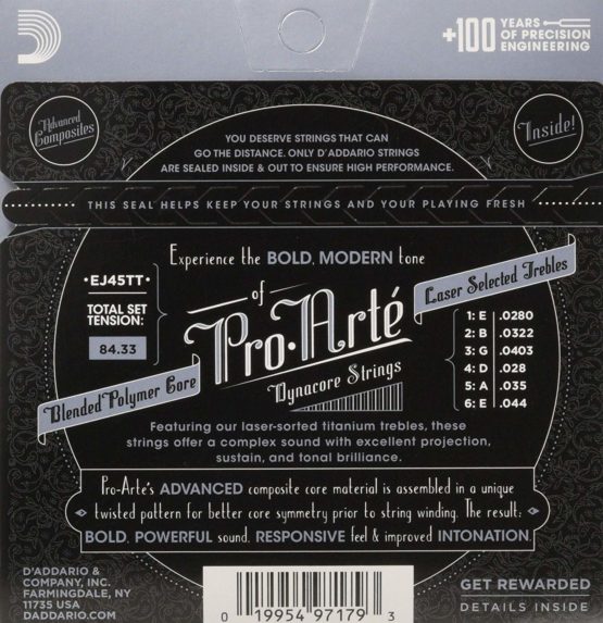 D'Addario EJ45TT ProArte DynaCore Titanium Trebles Normal Tension Classical Guitar Strings - Image 2