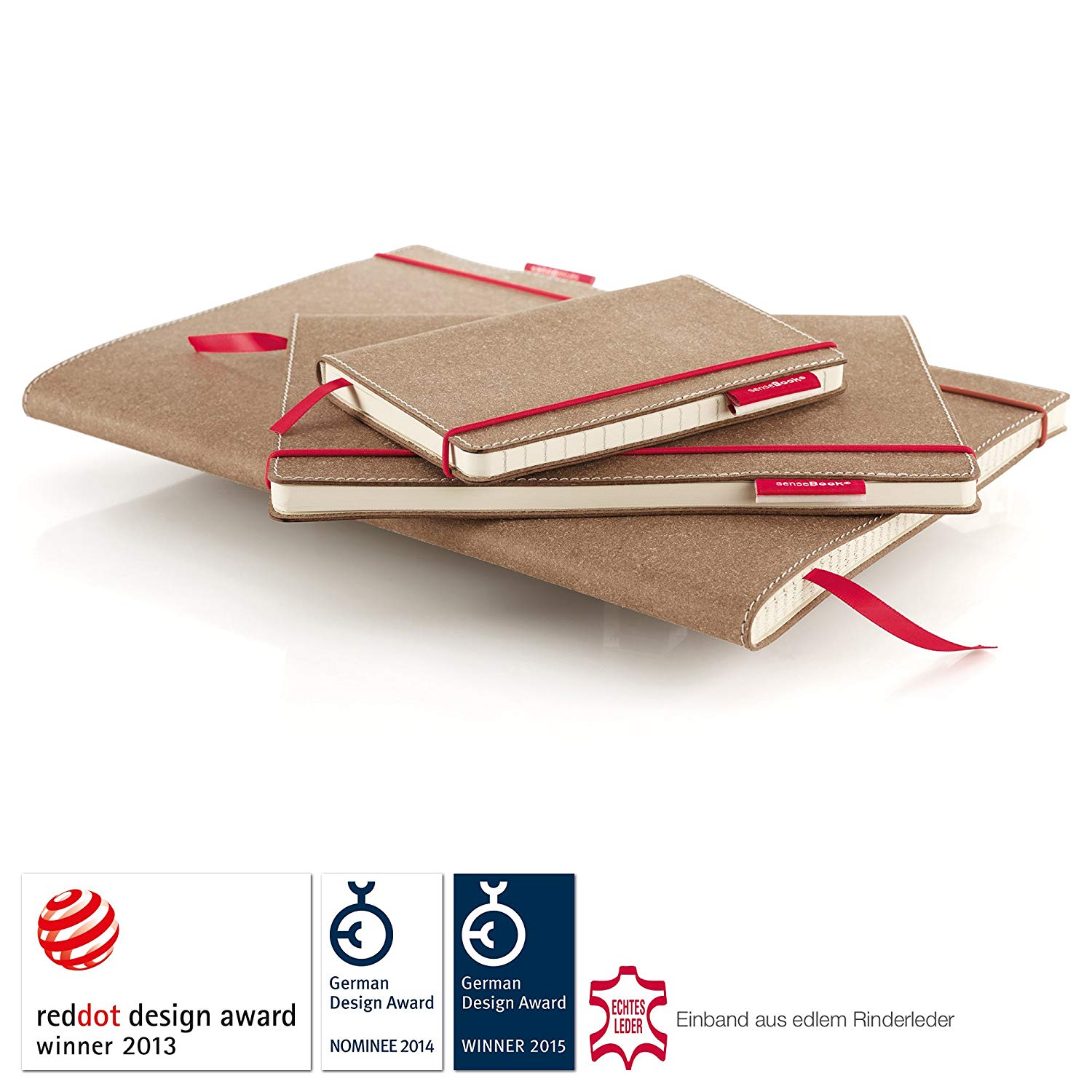 Transotype senseBook Medium Leather Red Rubber Ruled Notebook, Rot - Image 3