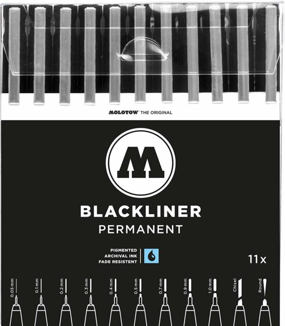 Molotow Blackliner Black Marker Brush - MO200486 Set 3 11er Set Black 200.485