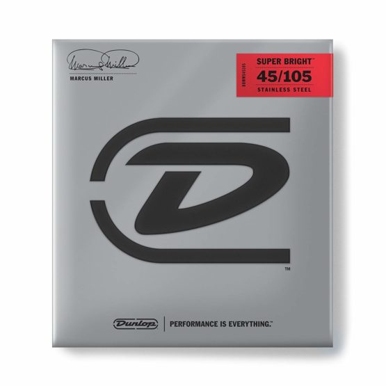 Dunlop DBMMS45105 Marcus Miller Super Bright Bass Strings, Medium.045–.105, 4 Strings/Set