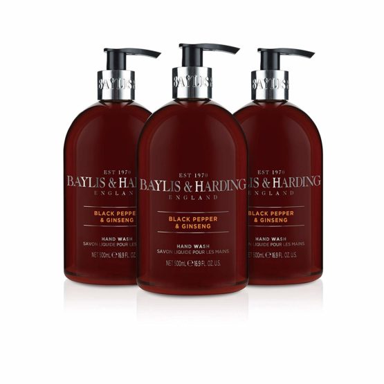 Baylis & Harding Black Pepper and Ginseng Hand Wash for Men, 3 x 500ml