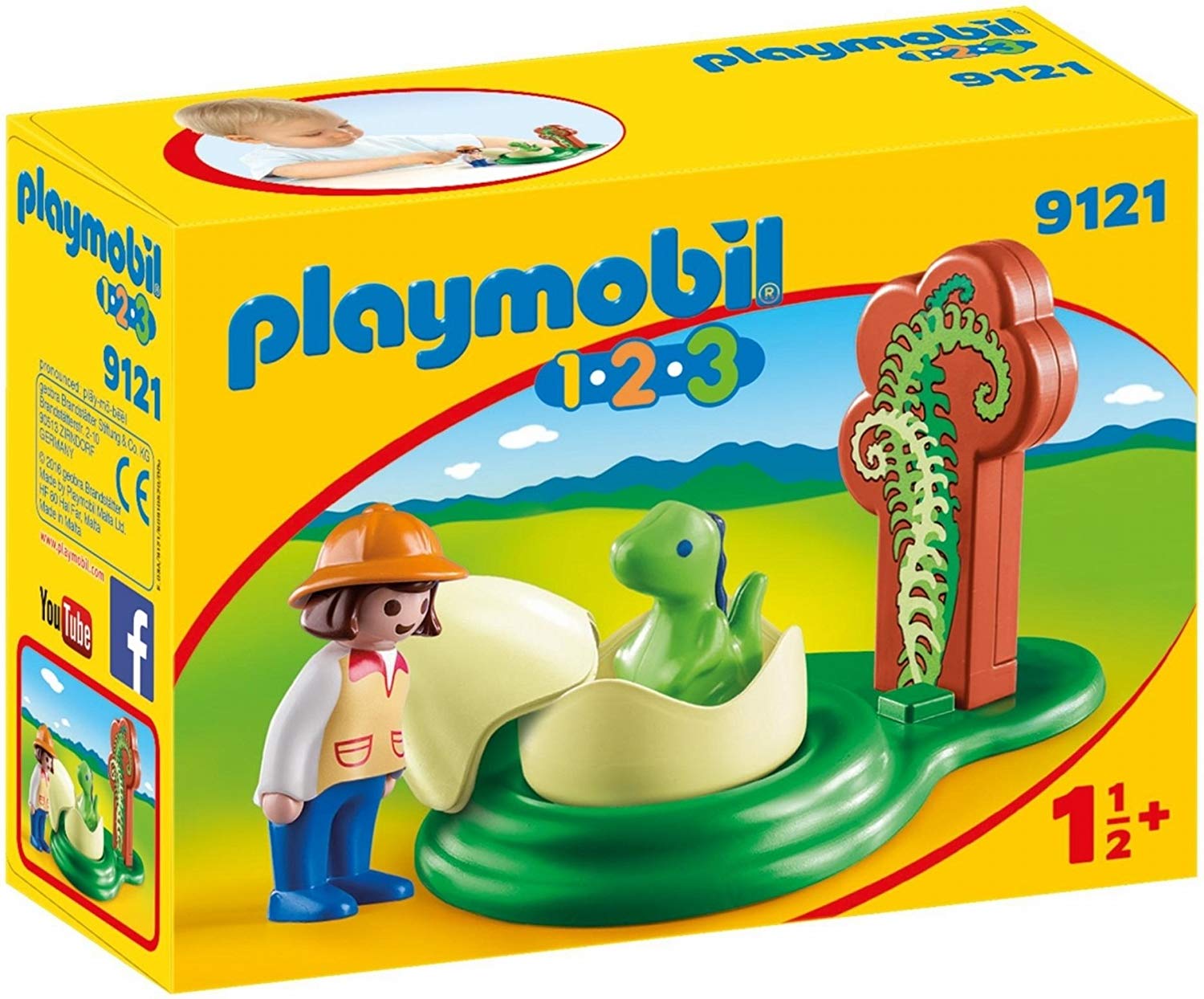 PlayMOBIL 9121 1.2.3 Girl with Dino Egg, Fun Imaginative Role-Play, PlaySets Suitable for Children Ages 4+