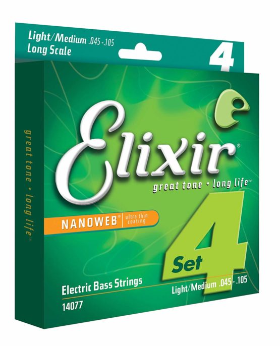 Elixir 14077 Strings Nickel Plated Steel 4-String Bass Strings w NANOWEB Coating, Long Scale, Light/Medium (.045-.105), White Black Red Blue - Image 4