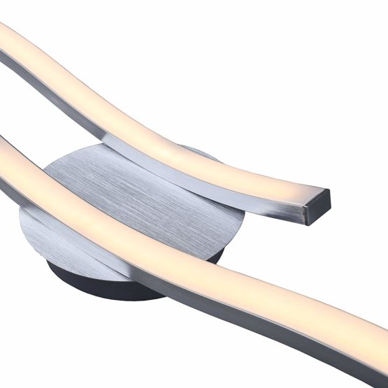 Briloner Leuchten Ceiling light, wavy ceiling lamp, 2-bulbs, 2 x 6W, warm white light, 55.4 cm, aluminium coloured - Image 4