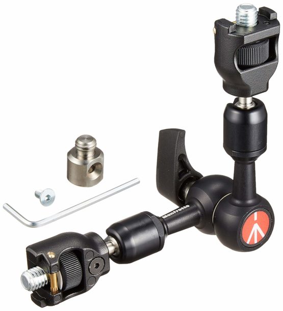 Manfrotto 244MICRO-AR Arm Micro with Anti-rotation attachments and 3/8 inch Adapt, Black