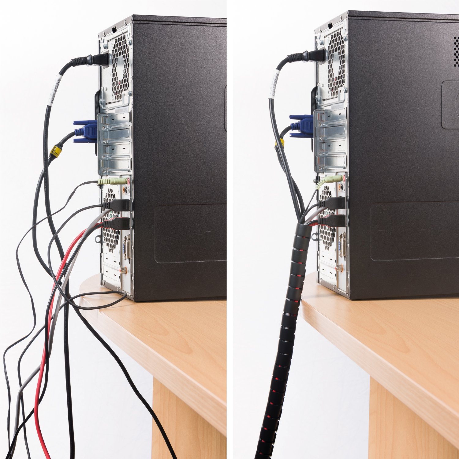 D-Line Cable Zipper, Organise PC or TV cables, Zip Tool Installation, Desk Cable Management - 25mm outer diameter, 2.5m Length - Black - Image 3