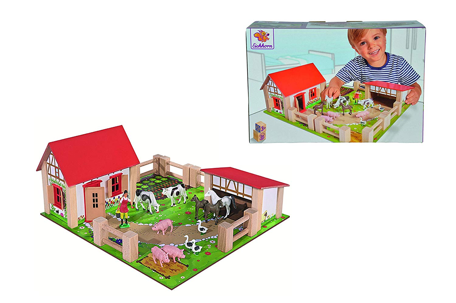 Eichhorn Liitle Farm Wooden Toy Set (21-Piece, Multi-Colour), Multicolor, standard size - Image 2