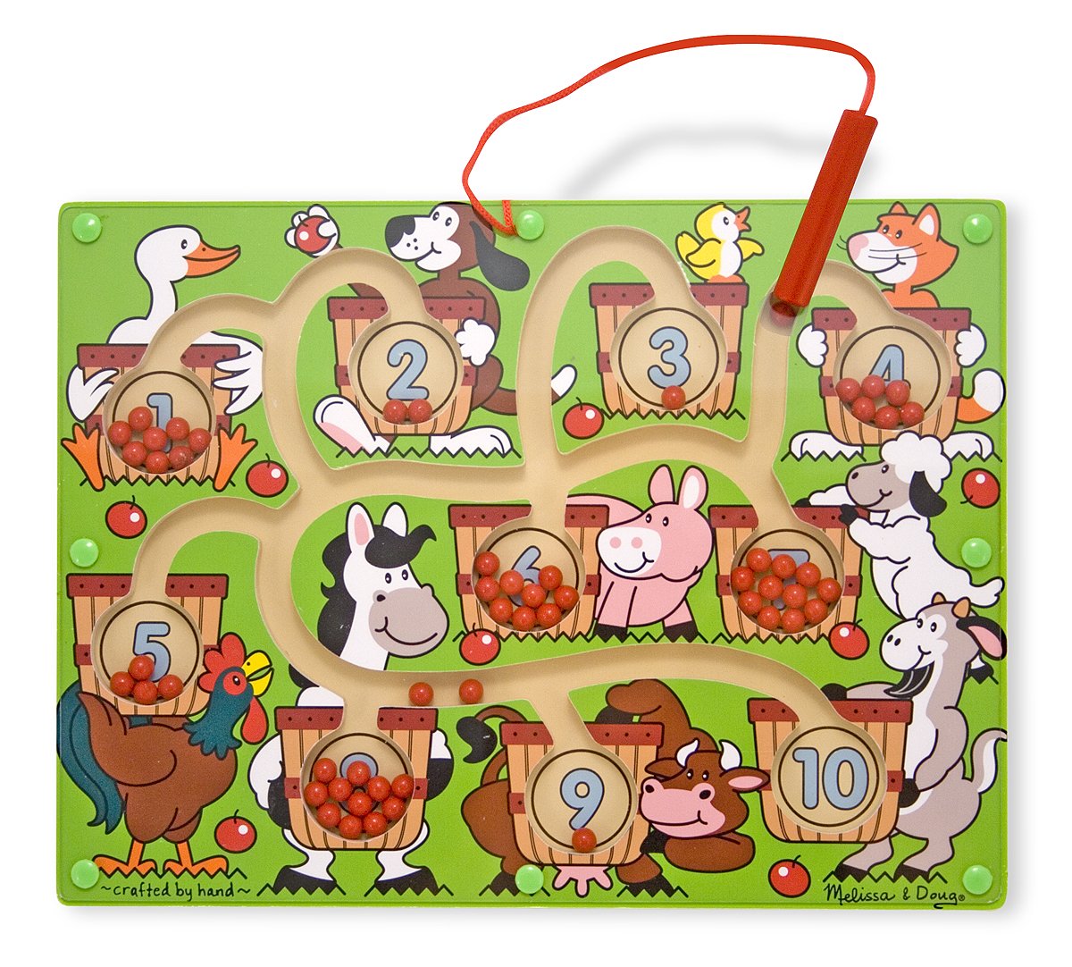 Melissa & Doug Magnetic Wand Number Maze (Developmental Toys, Wooden Activity Cube, Develops Multiple Skills)