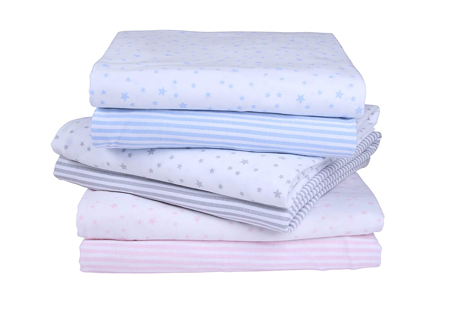 Stars & Stripes 2 Pack Fitted Cot Bed Sheets - Grey, Stars & Stripes - Grey, 70x140 cm (Pack of 2) - Image 2