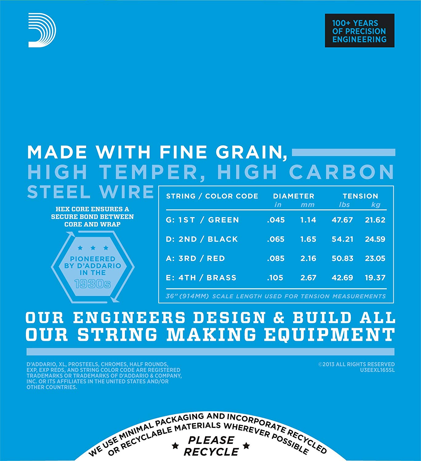 D'Addario Bass Guitar Strings, XL Nickel, EXL165SL, Perfect Intonation, Feel, Durability, 4 String Set - Image 3