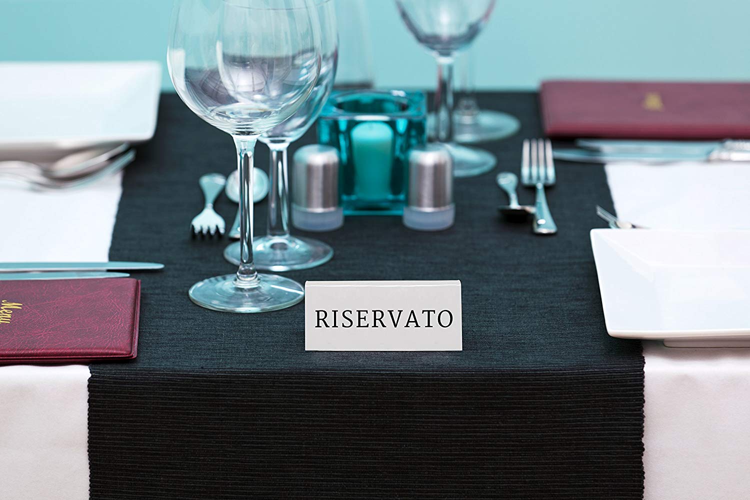 Securit Reservation Table Stands, Riservato-Italian (Set of 5), acrylic, White, 5x10x4, 5cm - Image 3