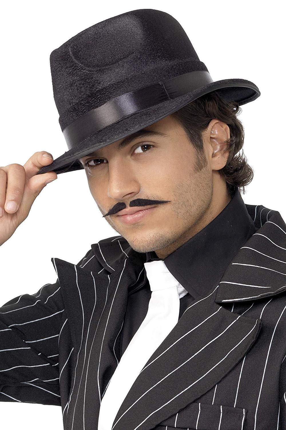 Smiffys Indestructible Fedora Hat, Black with Band, 1920's Razzle Fancy Dress, 1920s Dress Up Hats Halloween