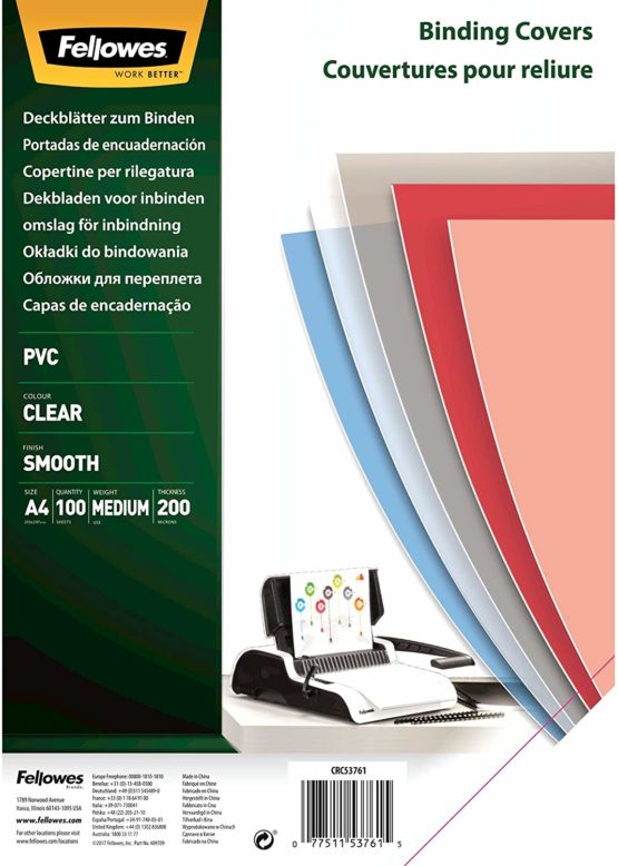 Fellowes 5627609_1 Pulsar Plus 300 Sheet Manual Comb Binder with Clear Binding Covers - Image 2
