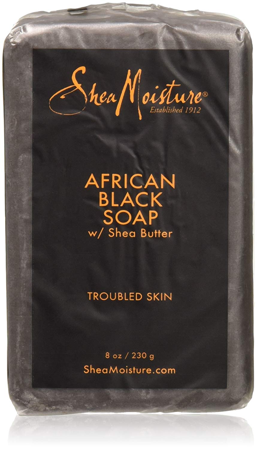 Shea moisture Organic African Black Soap Bar with Shea Butter, 8oz, 230 g (Pack of 1)