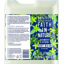 Faith In Nature Natural Seaweed and Citrus Body Wash, Detoxifying, Vegan and Cruelty Free, No SLS or Parabens, 5 L Refill Pack