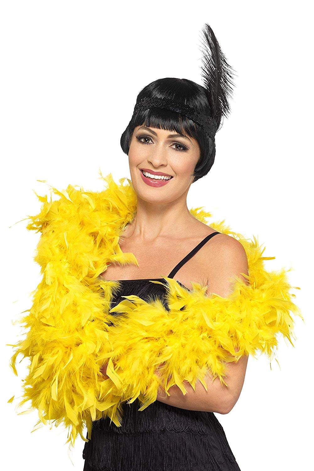 Smiffys Deluxe Boa, Yellow 180cm, 80g, 1920's Razzle Fancy Dress, Adult Dress Up Accessories