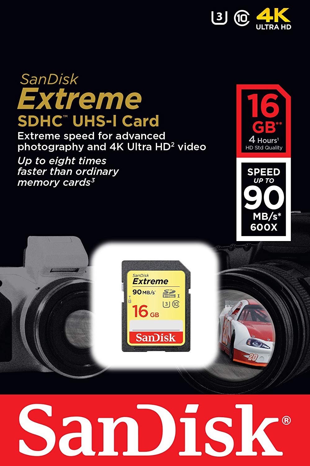 SanDisk Extreme 16 GB SDHC UHS-I U3 Memory Card, up to 90 MB/s Read (Newest Version) SDSDXNE-016G-GNCIN , Gold - Image 2