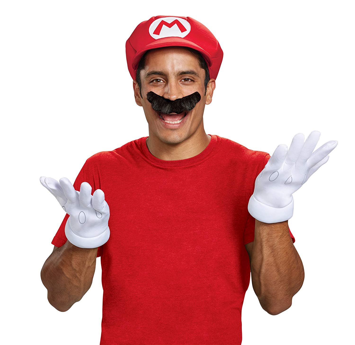 Disguise Nintendo Super Mario Adults Red Hat Moustache & Gloves Plumber Costume Accessories One Size - Image 2