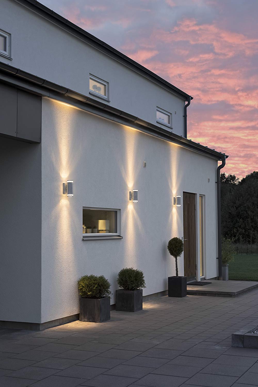 Konstsmide Outdoor Lights/Modena Single Up Down Outdoor Wall Light / 2 x 35 W GU10 Max Wall Lamp/Clear Acrylic Lens/Aluminium / IP44 / RAW Galvanised Steel Outside Light 7512-320 Double - Image 3