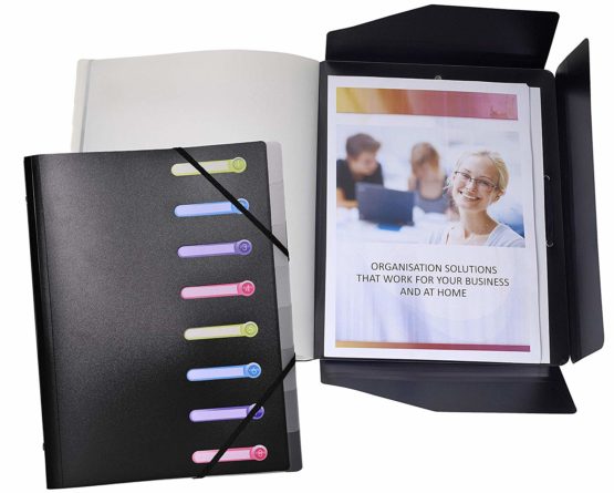Exacompta Ref - 56181E Opak Multipart File with an Internal Pocket, 24x32cm for A4 Sized Documents, 8 Tabbed Sections and Holds up to 250 Sheets, PP Cover with Tabs - Black - Image 2