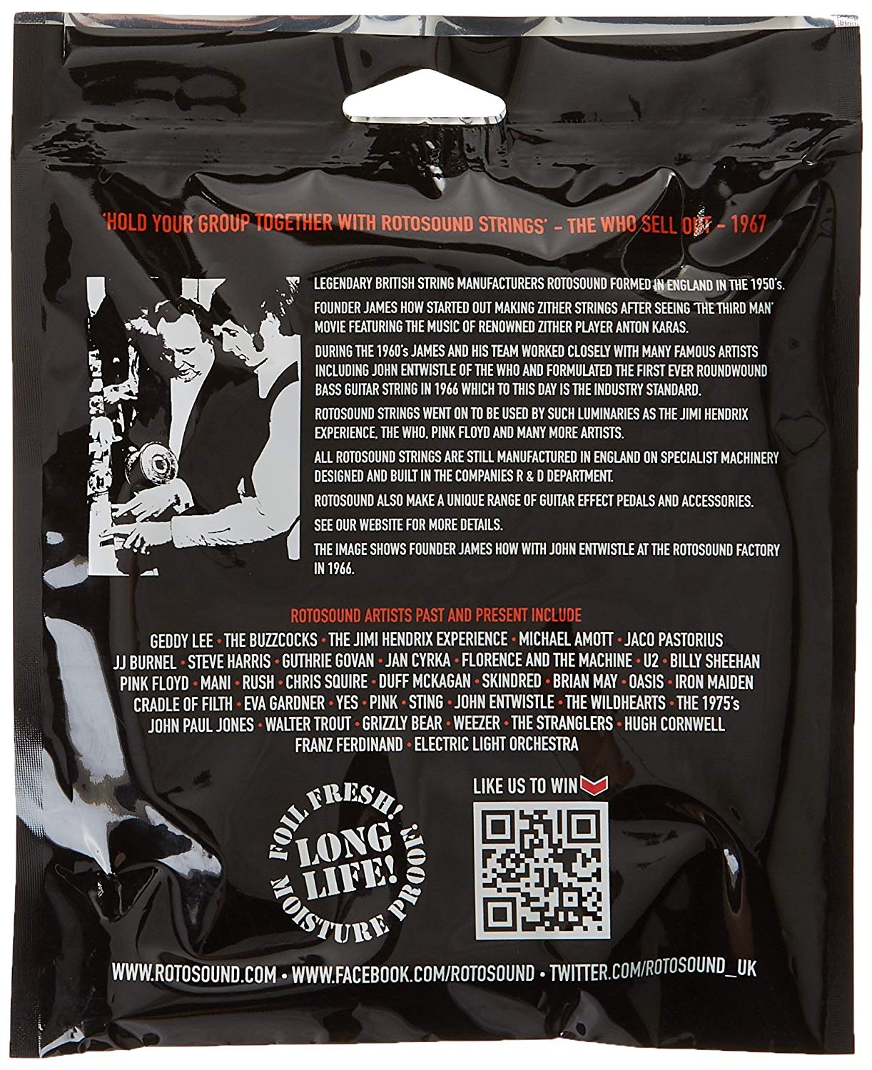 Rotosound Strings for Electric Bass JAZZ 77 MONEL FLATWOUND 4-string RS77EL FLATW XL SCALE Standard 45-105 - Image 2