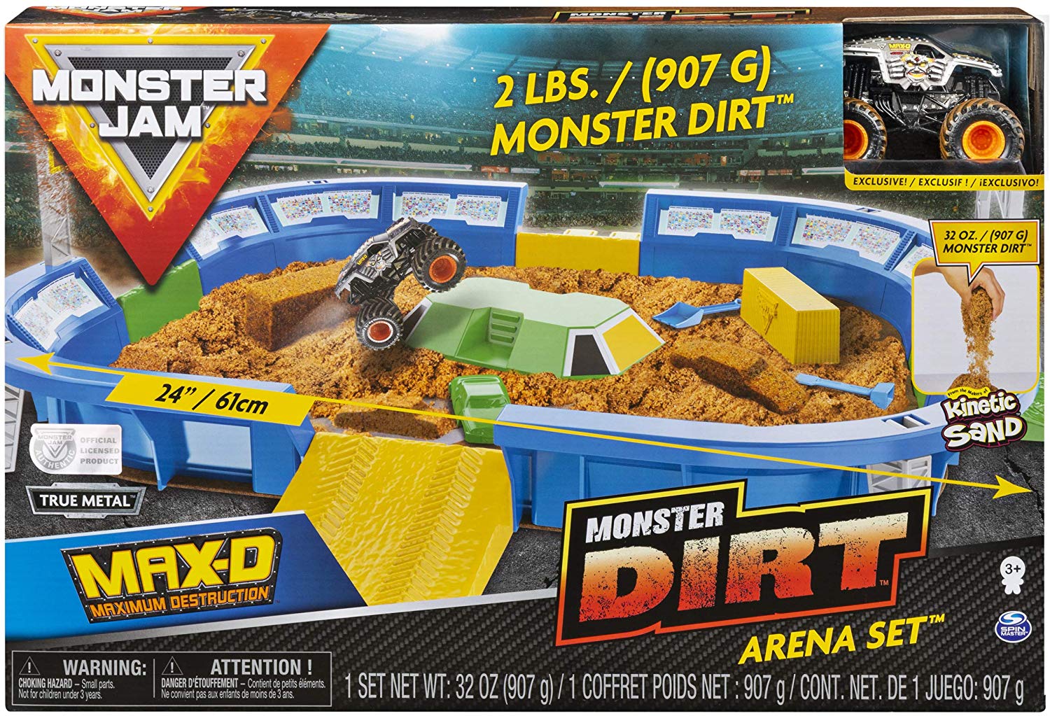 Monster Jam Monster Dirt Arena 61-cm Playset with 907.2 g of Monster Dirt and Exclusive 1:64 Scale Die-Cast Monster Jam Truck