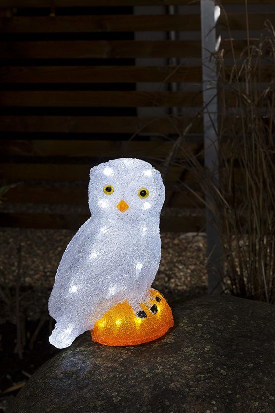 Konstsmide Outside Lights LED Acrylic Decoration "Small Owl" / Outdoor Lighting (IP44) / 32 Ice White LEDs / Transparent Cable - Image 3