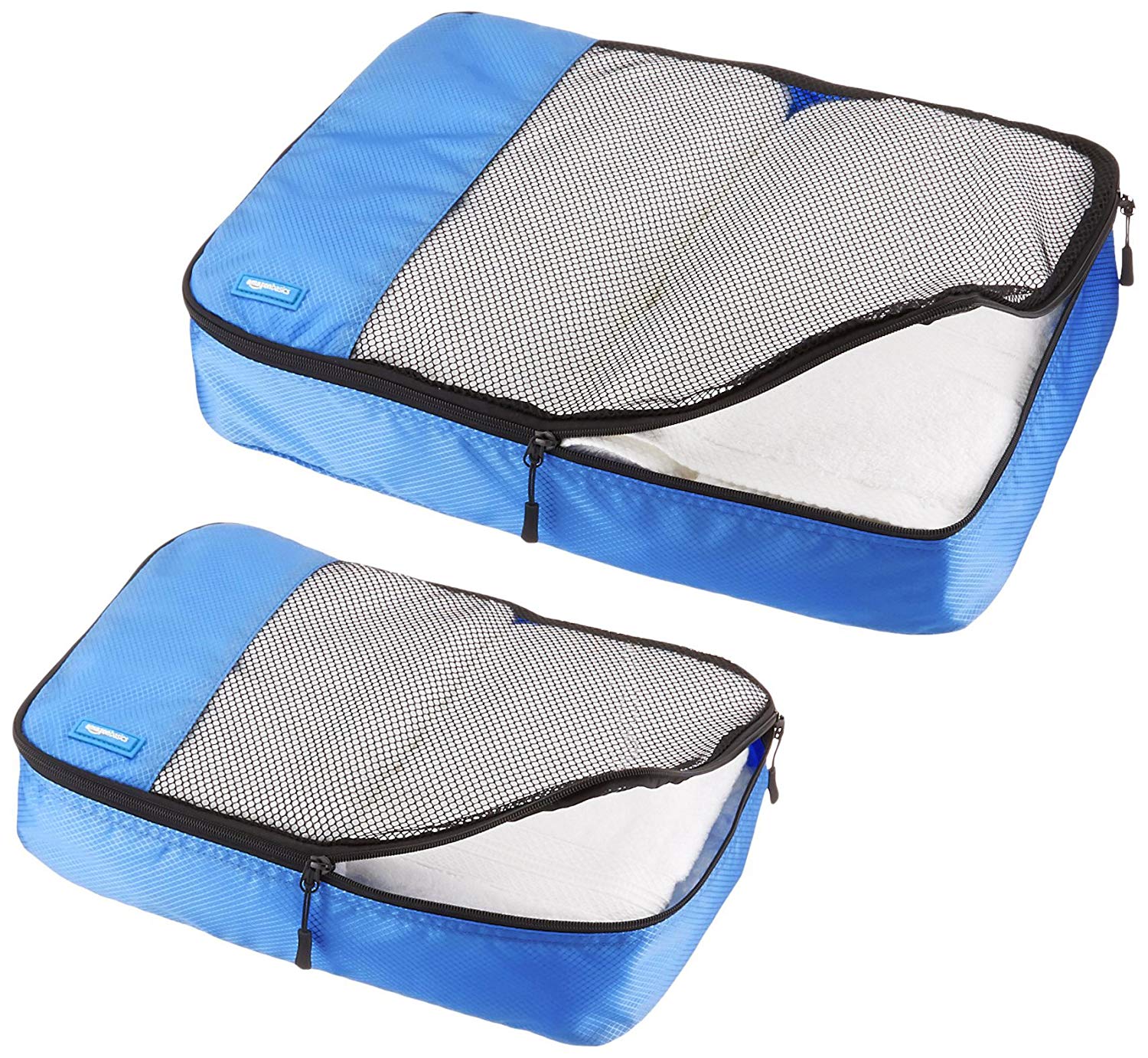 Amazon Essentials 4-Piece Packing Cubes Travel Accessories Set, Luggage Organiser with Double Zip, Mesh Top, Polyester - Image 3