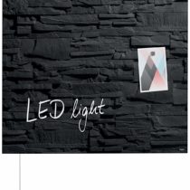 SIGEL GL454 Magnetic Glass Board/Magnetic Pinboard, with LED, 48 x 48 cm, Design Slate - Artverum